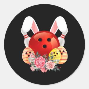 Bowling Easter Bunny Egg Rabbit Flowers Pascha Bow Classic Round Sticker