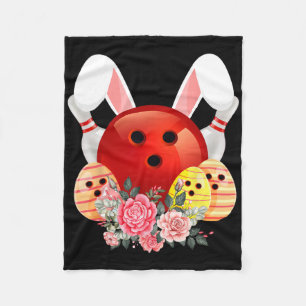Bowling Easter Bunny Egg Rabbit Flowers Pascha Bow Fleece Blanket