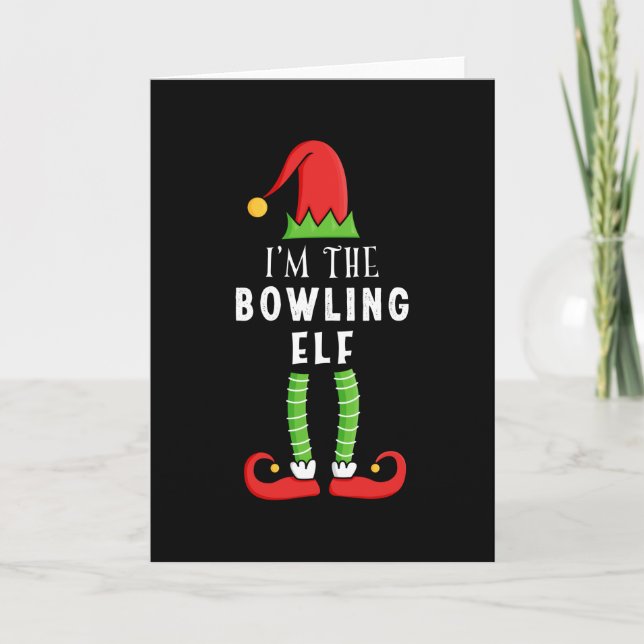 Bowling Elf Christmas Matching Family Gift Card (Front)