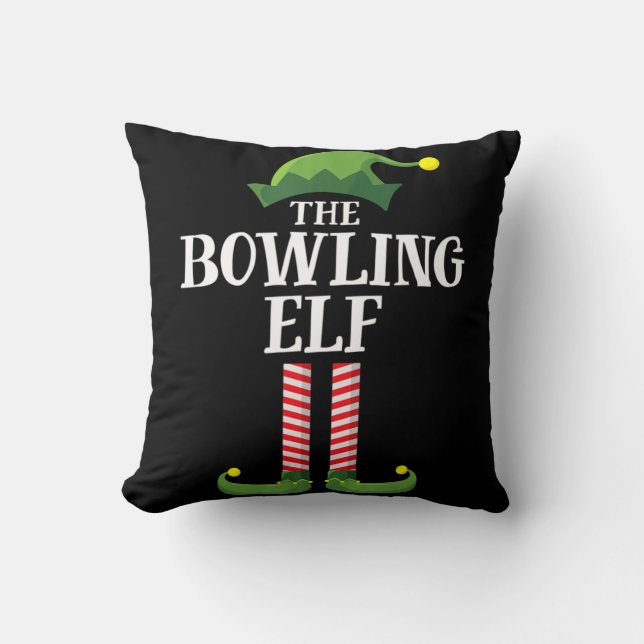 Bowling Elf Matching Family Group Christmas Party  Cushion (Front)