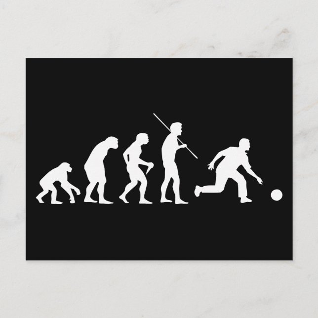 Bowling Evolution from Man to Bowler Postcard (Front)