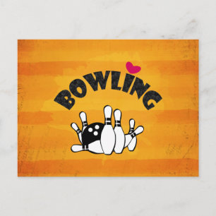 Bowling Fanatic Heart Bowling Pins and Ball Postcard