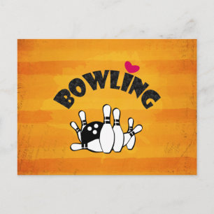 Bowling Fanatic Heart Bowling Pins and Ball Postcard