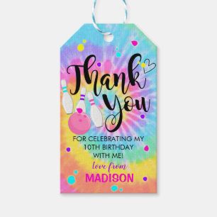 Bowling Favour Tags Tie Dye Bowling Gift Tag