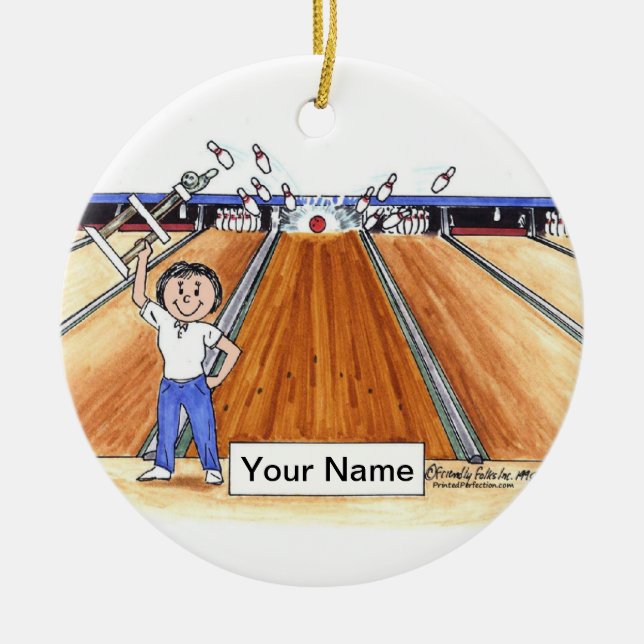 Bowling - Female Ceramic Tree Decoration (Front)