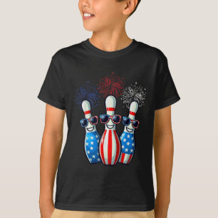 Bowling Fireworks American Usa Flag Sungles 4th Of T-Shirt
