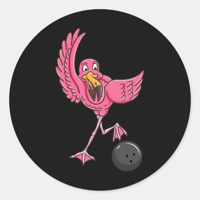 Bowling Flamingo 1  Classic Round Sticker (Front)