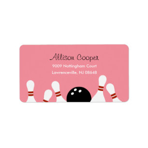 Bowling Fun Address Label (Pink)