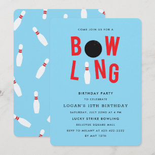 Bowling Fun Kid's birthday party Invitation_blue Invitation