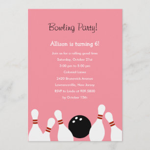 Bowling Fun Party Invitation (Pink)