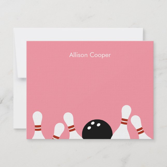 Bowling Fun Thank You Card (Pink) (Front)