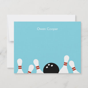 Bowling Fun Thank You Card (Turquoise)