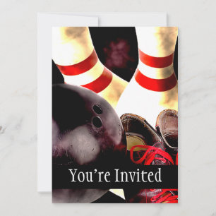 Bowling Gear Grunge Style Invitation