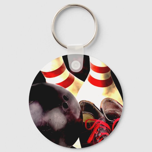 Bowling Gear Grunge Style Key Ring (Front)