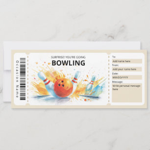 Bowling Gift Certificate, Bowling Gift Voucher Invitation