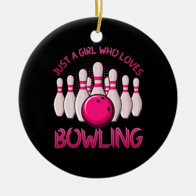 Bowling Gift For Girls Women Bowling Game Bowlers Ceramic Tree Decoration (Front)