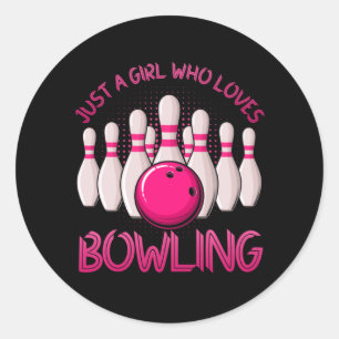 Bowling Gift For Girls Women Bowling Game Bowlers Classic Round Sticker