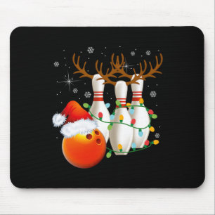 Bowling Gifts Christmas Bowling Santa Hat Christma Mouse Mat