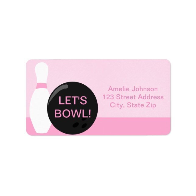 Bowling Girl Birthday Address Label (Front)