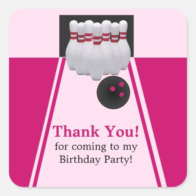 Bowling Girl Birthday Party  Sticker (Front)