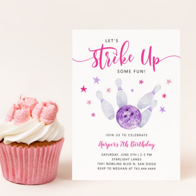 Bowling Girl Birthday Party | Strike Up Some Fun Invitation (Creator Uploaded)