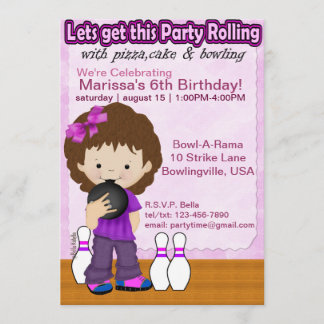 Bowling Girl Party Invite