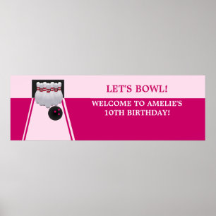 Bowling GirlBirthday Party Banner Poster