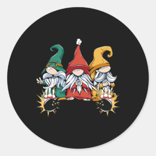 Bowling Gnomes Bowling Ll Bowling Pins Bowler Classic Round Sticker