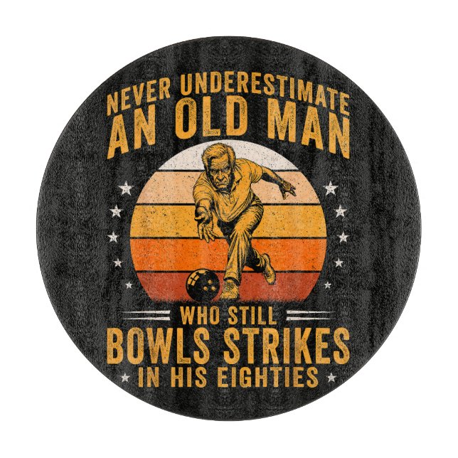 Bowling Grandpa 80th Birthday Cutting Board (Front)