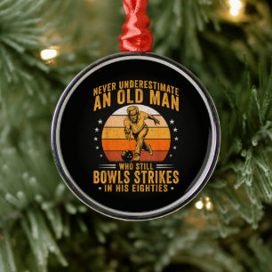 Bowling Grandpa 80th Birthday Metal Tree Decoration