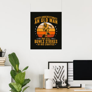 Bowling Grandpa 80th Birthday Poster