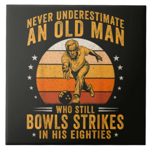 Bowling Grandpa 80th Birthday Tile