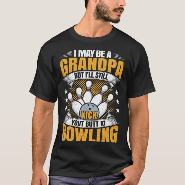 Bowling Grandpa  Grandfather Hobbies & Sports T-Shirt (Front)