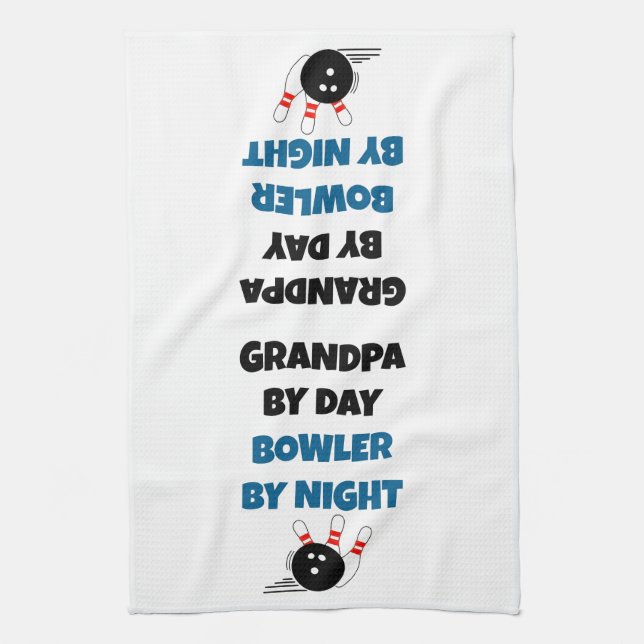 Bowling Grandpa Tea Towel (Vertical)