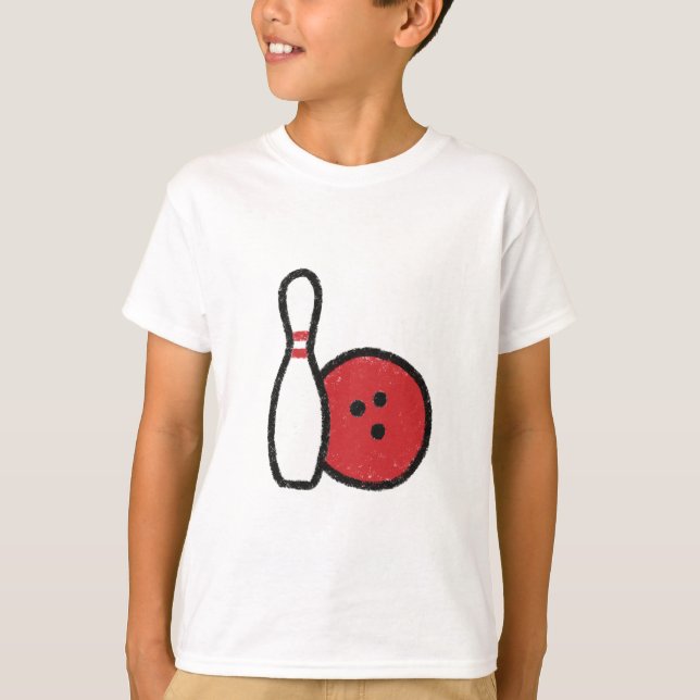 Bowling Graphic Tee | Bowling Pin Red Bowling Ball (Front)