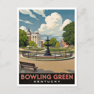 Bowling Green Kentucky Fountain Park Art Postcard