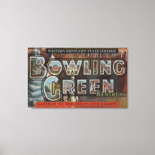 Bowling Green, Kentucky - Large Letter Scenes Canvas Print