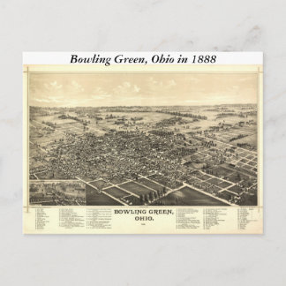 Bowling Green Ohio 1888 Map Postcard