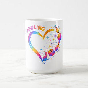 Bowling Heart Colourful Bowling Pin Lovers Coffee Mug