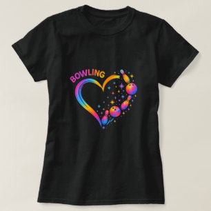 Bowling Heart Colourful Bowling Pin Lovers  T-Shirt