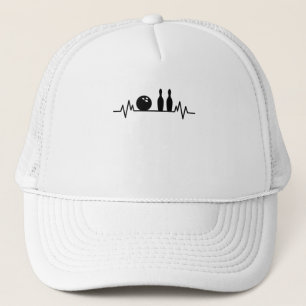 Bowling Heartbeat Bowler Pins Bowling Player Gift Trucker Hat