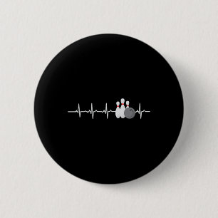 Bowling Heartbeat Funny Bowler League Team Gift Me 6 Cm Round Badge