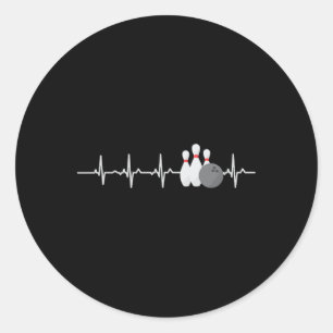 Bowling Heartbeat Funny Bowler League Team Gift Me Classic Round Sticker