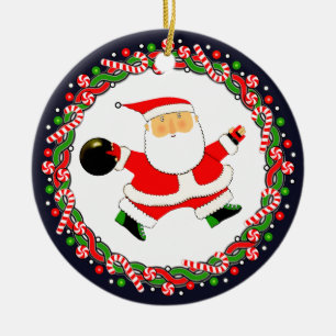 Bowling Holiday Gift Ceramic Ornament