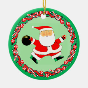 Bowling Holiday Gift Ceramic Ornament