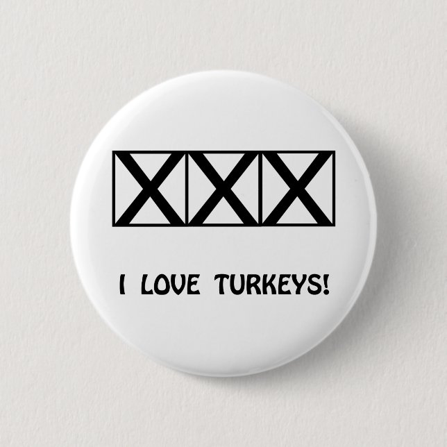 Bowling, I Love Turkeys T-Shirts & Gifts 6 Cm Round Badge (Front)
