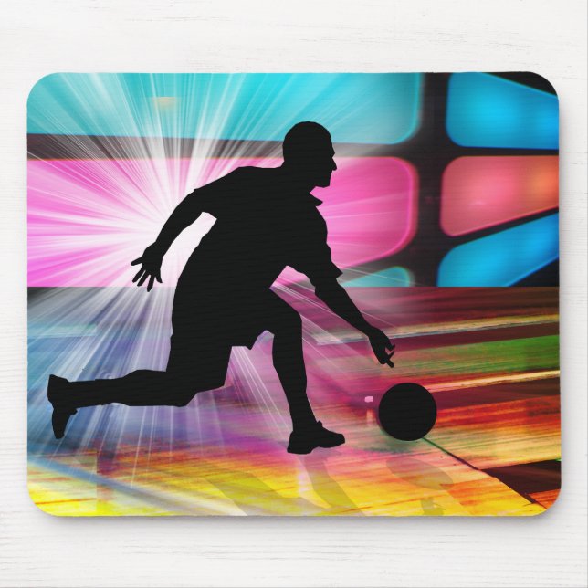 Bowling in a Neon Alley Mouse Mat (Front)
