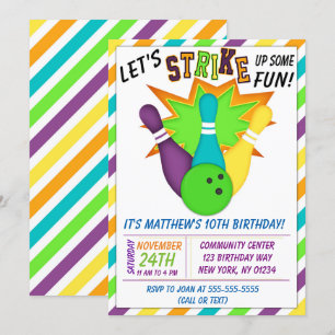 Bowling Invitation for a Boy Birthday Party