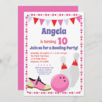 Bowling Invitation Girls Bowling Birthday Party