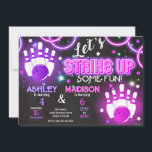 Bowling Invitation Glow Neon Joint Birthday<br><div class="desc">Girl Bowling Birthday Invitation – Let’s Strike Up Some Fun Neon Glow Party Invite Get ready to roll into an unforgettable celebration with this bright and stylish bowling birthday invitation for girls! Featuring glowing neon lights, vibrant pink and purple bowling balls and pins, and the fun headline “Let’s Strike Up...</div>